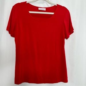 Bryn Walker red tee shirt short sleeve